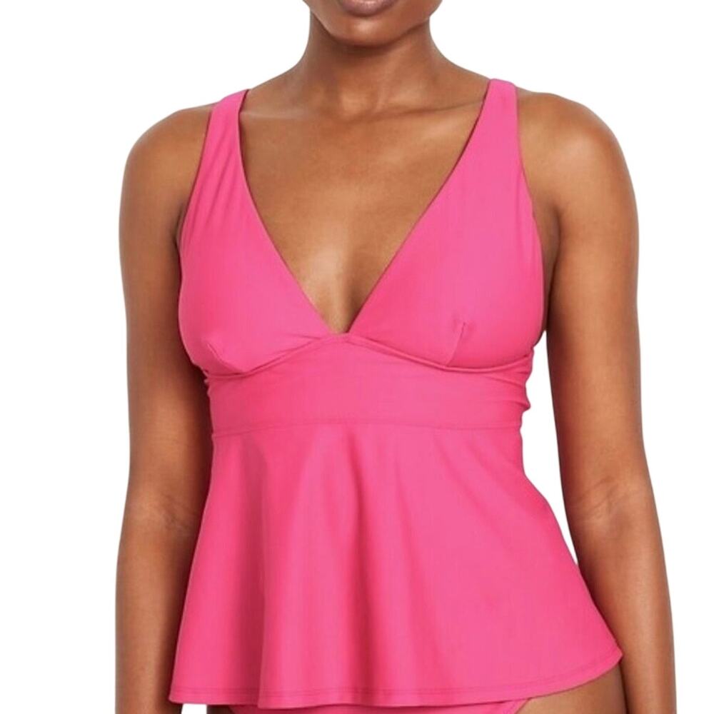 Old Navy Swing Tankini Swimsuit Top Womens Size S Hot Pink Swimwear